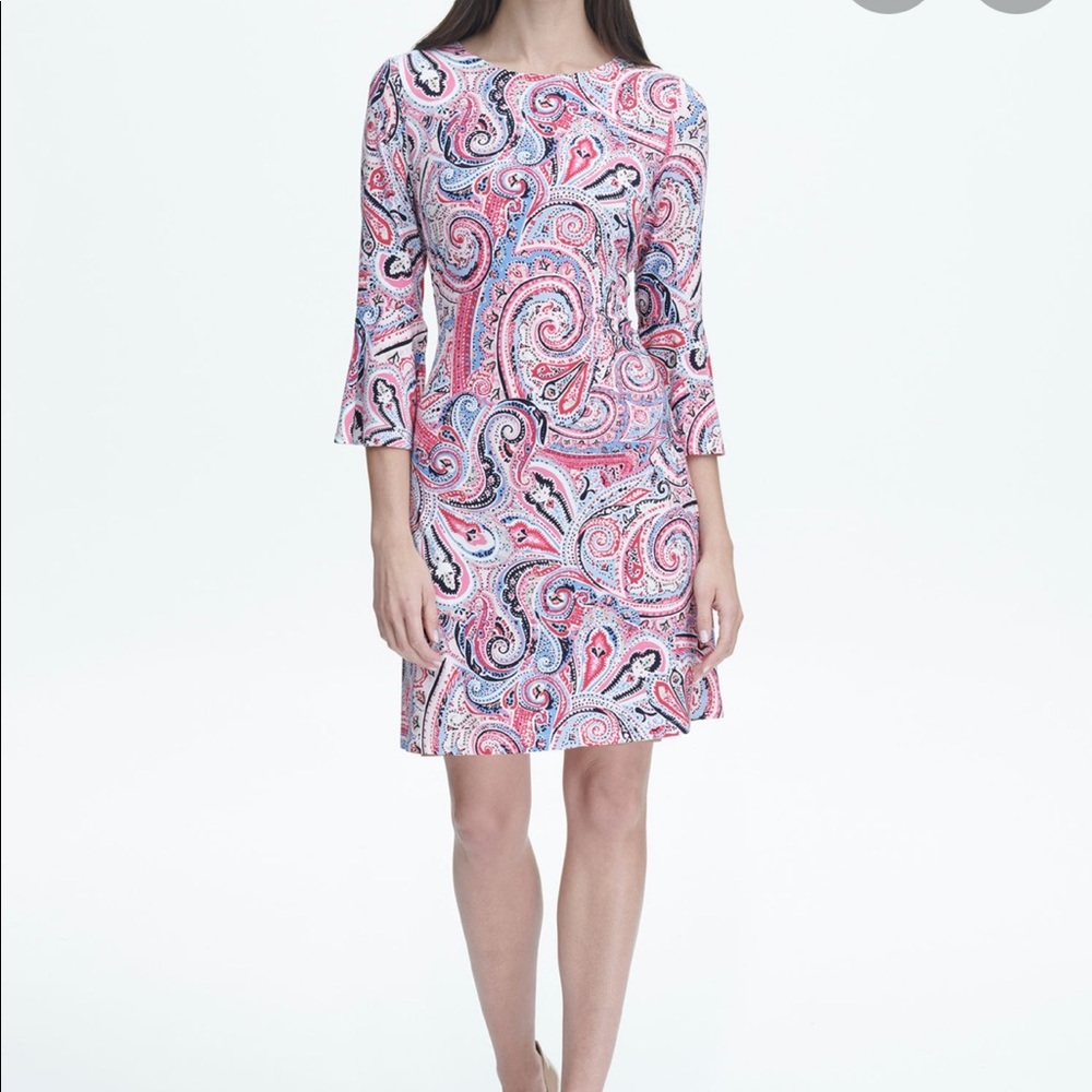 NWT Tommy Hilfiger Pink Paisley Bell Sleeve A-line Dress Size 4